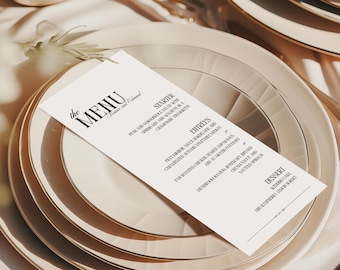 Old Money Wedding Menu Template, Elegant Luxury Aesthetic Classic Wedding Dinner Menu Canva Editable Digital Printable -BO10