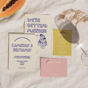 Moderne Frühlingshochzeitseinladung Vorlage Bunte Retro Hand Geschrieben Hand Gezeichnet Skurril Briefpapier Einladung Druckbar Digitaler Download