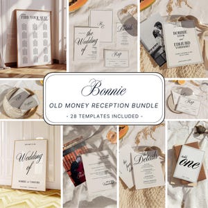 Pacote de convites de casamento clássicos e antigos • Modelo elegante e luxuoso do Canva • Conjunto de artigos de papelaria para casamento para impressão - BO10