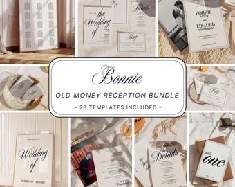 Classic Old Money Wedding Invitation Bundle • Elegant Luxury Canva Template • Printable Wedding Stationery Suite -BO10