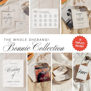 Wedding Invitation Bundle, Classic Old Money Wedding Invitation Suite Bundle, Elegant Black and White Invitation Suite, Editable Canva -BO10