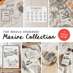 Modern Wedding Reception Bundle, Retro Colorful Vintage Bright Bold Whimsical Template Package, Printable Editable Stationery Bundle -MA10