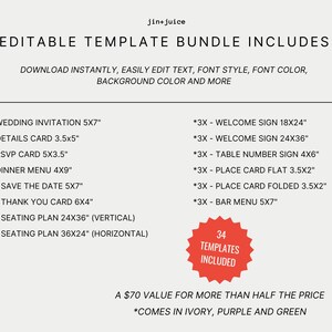 Colorful Wedding Reception Bundle • Modern Minimalist Retro Signage Package • Editable Canva Templates -OL10 image 4