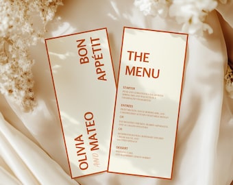 Retro Whimsical Wedding Dinner Menu Template Modern Editorial Chic Editable Printable Digital Download Canva Stationery Sign -OL10