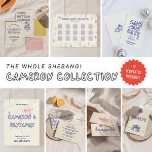 Hand gezeichnetes Hochzeits-Empfangs-Bundle-wunderliches Empfangs-Schild-Vorlagen-Paket Retro-Hochzeits-Tischbeschilderung-bearbeitbares Briefpapier-Bundle-CA10