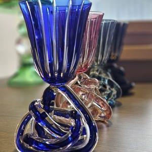 Exquisite Murano Glass Wine Goblet - Hand-Painted Spiral Base, Luxury Barware & Elegant Home Decor