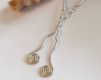 Spiral Hairsticks Sterling Silver 4.5 inches