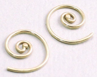 Tiny Spiral Earrings in 14k Solid Gold