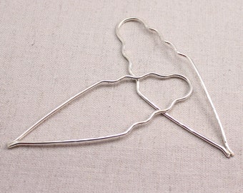 Pair of Large Sterling Silver Hairpins