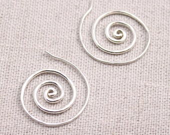 Loose Spring Spiral Earrings in Sterling Silver