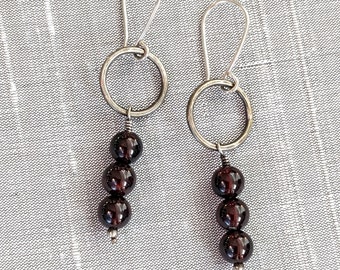 Persephone Earrings in Sterling Silver and Garnet