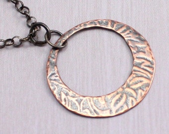 Selene Garden Necklace in Embossed Copper and Sterling Silver