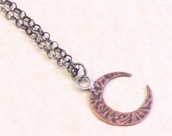 Luna Garden Necklace in Embossed Copper and Sterling Silver