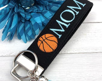 Basketball Mom Embroidered Keychain Key Fob