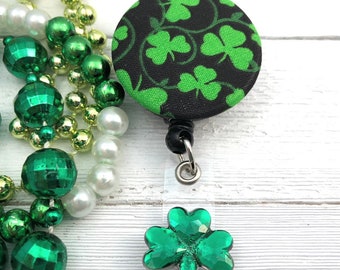 Handmade Badge Reel, Four Leaf Clover, St. Patrick's Day, RN Badge Reel, Nurse Badge Reel, Medical Student Gift, Popular Right Now