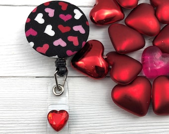 Badge Reel |  Valentines Day Badge Reel | Hearts Badge Reel | Nurses Badge Reel | Cute Badge Reel | Badge Holder | Retractable Badge