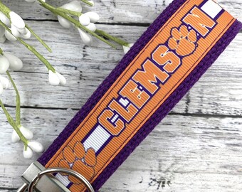Clemson Keychain Wristlet Keychain Key Fob, Approved Crafter License Holder