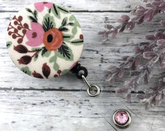 Rifle Paper Co Rosa Badge Reel | Popular Right Now | Nurse Badge Reel | Retractable Badge Holder | ID Holder | Best Seller