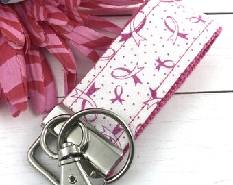 Mini Keyfob FOB Keychain for Women Ideal as a Purse Keychain or Backpack Keychain, Cancer Awareness