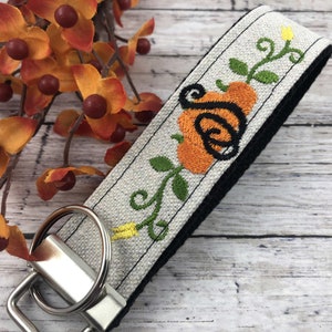 Handmade Autumn Personalized Keychain, Pumpkin, Fall,  Personalized Gift, Monogram, Popular Right Now, Canvas