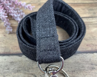 Handmade Denim Lanyard, Black Denim, Popular Right Now, Teacher Lanyard with ID holder, Black Lanyard, Librarian Gifts, Lanyard for Men