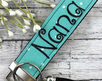 NANA Embroidered Keychain Key Fob Tassel Charm Keyring
