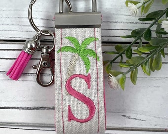 Handmade Palm Tree Keychain, Palm Trees, Beach Keychain, Customizable Keychain, Initial Keychain, Luggage Tag, Retirement Gifts, Beach Life