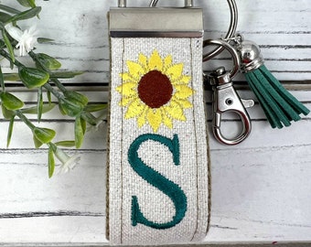 Handmade Sunflower Keychain, Sunflowers, Customizable Keychain, Personalized Initial Keychain, Luggage Tag, Moving Away Gift, Step Mom Gift