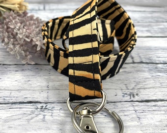 Handmade Tiger Print Lanyard, Cute Lanyard with ID holder, Popular Right Now, Teacher Lanyard with ID holder, Animal Print, Librarian Gifts