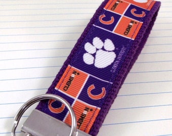 Clemson Wristlet Keychain, Approved Crafter License Holder, Wrist Keychain for Her, Key fob Wristlet, Keychain Wristlet, Clemson Tigers