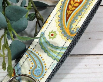 Paisley Key fob wristlet, Wristlet Keychain, Boho Keychain Wristlet, Boho Keychains for Women, Bohemian, Boho Keychain Wristlet