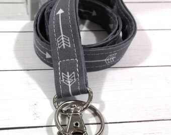 Grey Arrow Lanyard for Keys and ID Badge