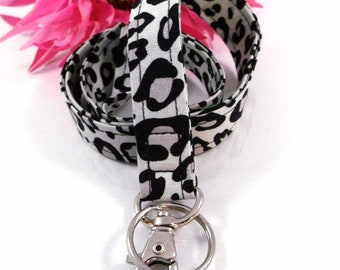 Animal Print Lanyard in Grey and Black Cheetah