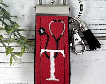 Stethoscope Keychain, Customizable Keychain, Personalized Initial Keychain, Luggage Tag, Medical Student Gift, Gift for Nurse Graduation