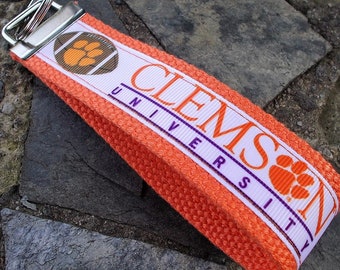 Clemson Keychain Wristlet Keychain Key Fob, Approved Crafter License Holder