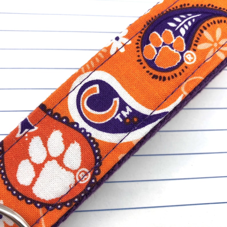 Clemson Keychain Wristlet Keychain Key Fob Approved Crafter Etsy