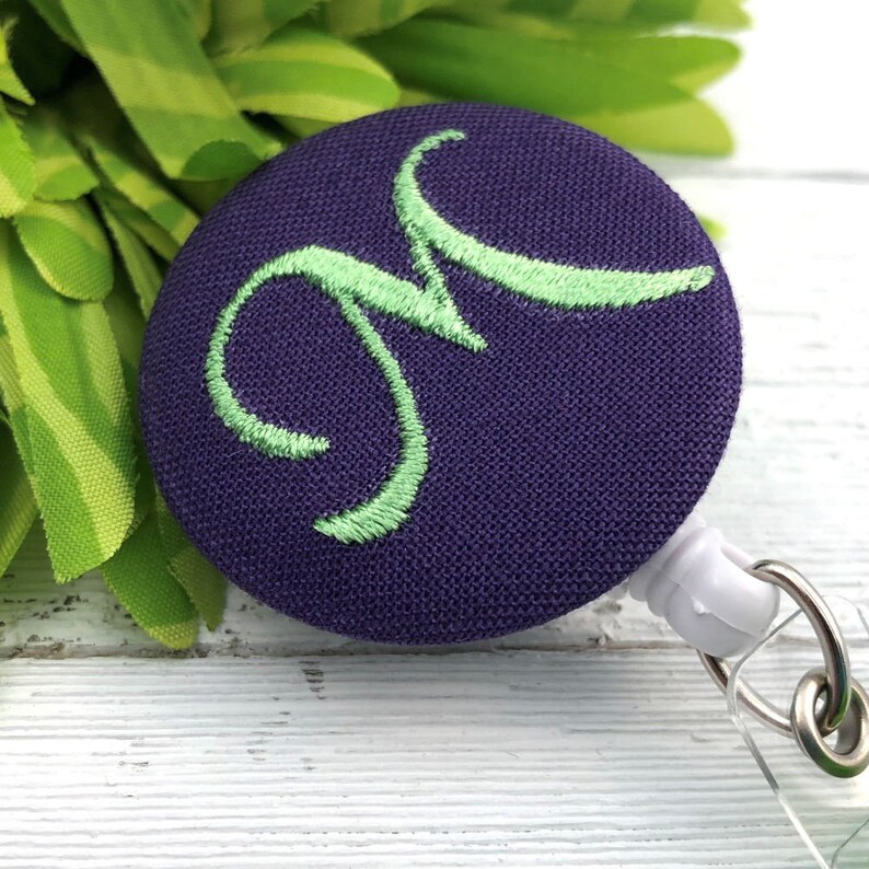 Monogram and Rose Badge Reel for Nurses Teachers Technicians Badge Holder Retractable