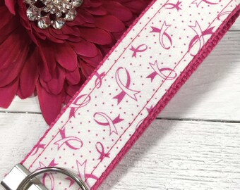 Breast Cancer Keychain Wristlet, Breast Cancer Gifts, Mindfulness Gift, Thinking of you Gift, Encouragement Gift