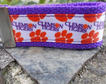 Mini Keyfob Clemson Tigers Ribbon Keychain For Him or Her, Approved Crafter License Holder