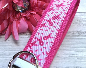 Breast Cancer Keychain Wristlet, Breast Cancer Gifts, Mindfulness Gift, Thinking of you Gift, Encouragement Gift