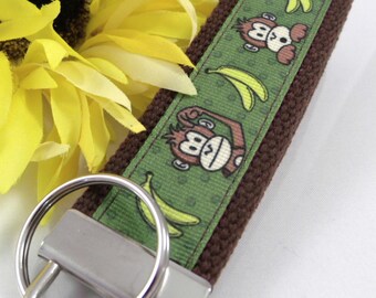 Monkey Keychain Monkeys Ribbon Yellow Green