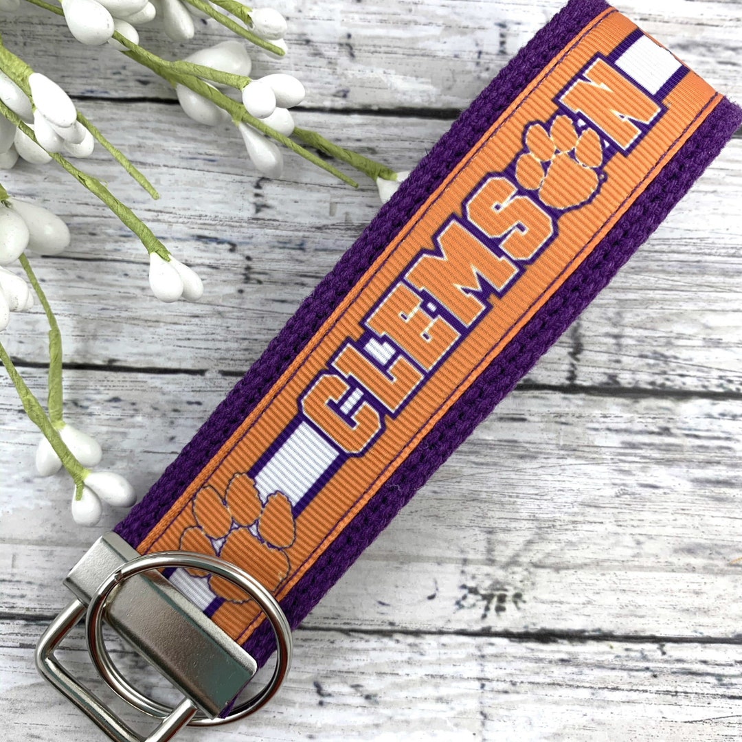 Clemson Keychain Wristlet Keychain Key Fob, Approved Crafter License
