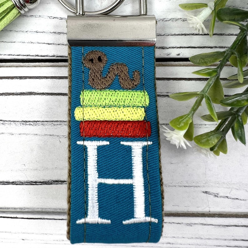 Initial Keychain for Librarian Gifts, Book Lover Gift, Teacher Retirement Gift, Future Teacher Gifts, High School Teacher, Book Keychain image 3
