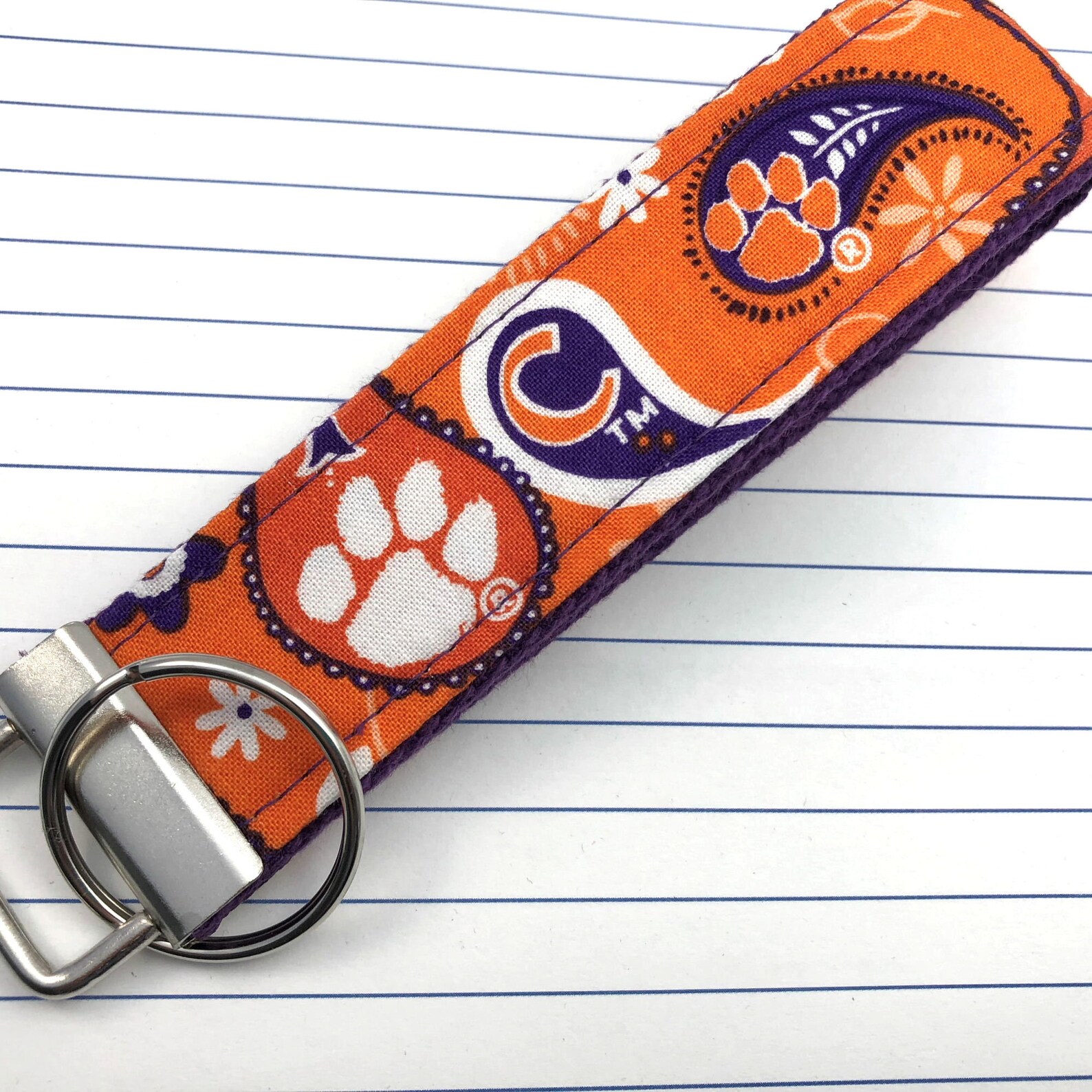Clemson Keychain Wristlet Keychain Key Fob Approved Crafter Etsy