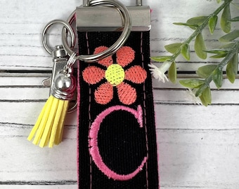 Handmade Hippie Flower Keychain, Groovy Flowers, Customizable Keychain, Personalized Keychain, Luggage Tag, Moving Away Gift, Step Mom Gift