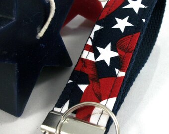 Patriotic Wristlet Keychain, Wrist Keychain for Her, Key fob Wristlet, Keychain Wristlet, Bracelet Keychain, Popular Right Now