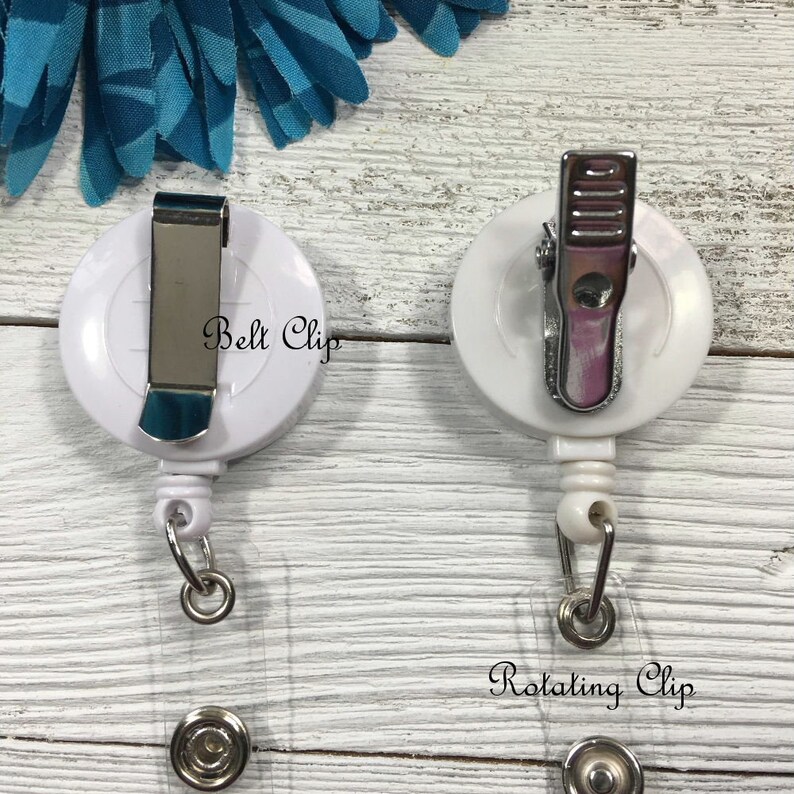 Monogram and Rose Badge Reel for Nurses Teachers Technicians Badge Holder Retractable