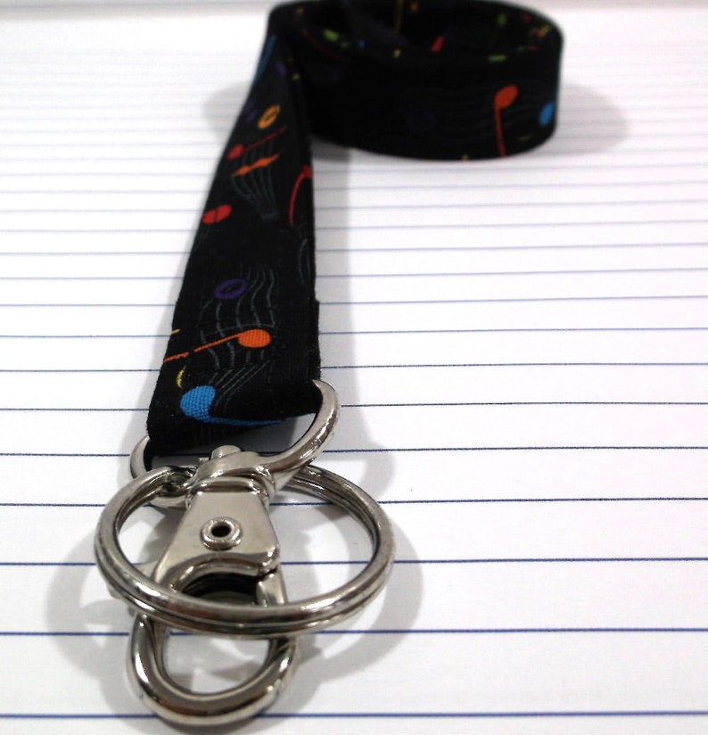 Handmade Music Lanyard for Keys, Popular Right Now, Lanyard with ID Holder, Trending Now, Librarian Gifts, Piano Teacher Gift, Music Gifts image 5