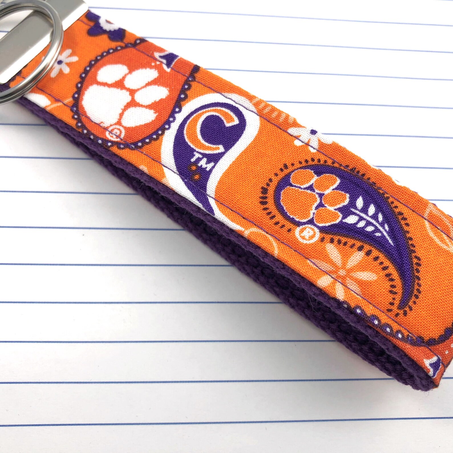 Clemson Keychain Wristlet Keychain Key Fob Approved Crafter Etsy