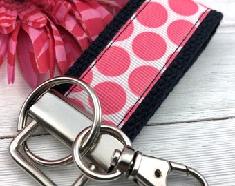 Mini Keychain FOB | Keychain for Women | Purse Mini Keychain | Pink Keychain |  Backpack Keychain |  Gift for her | Polka Dot Key fob